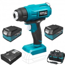 DEDRA set Pistol aer cald SAS+ALL cu 2 acumulatori Li-Ion 18V 4.0Ah incarcator rapid 125W si geanta